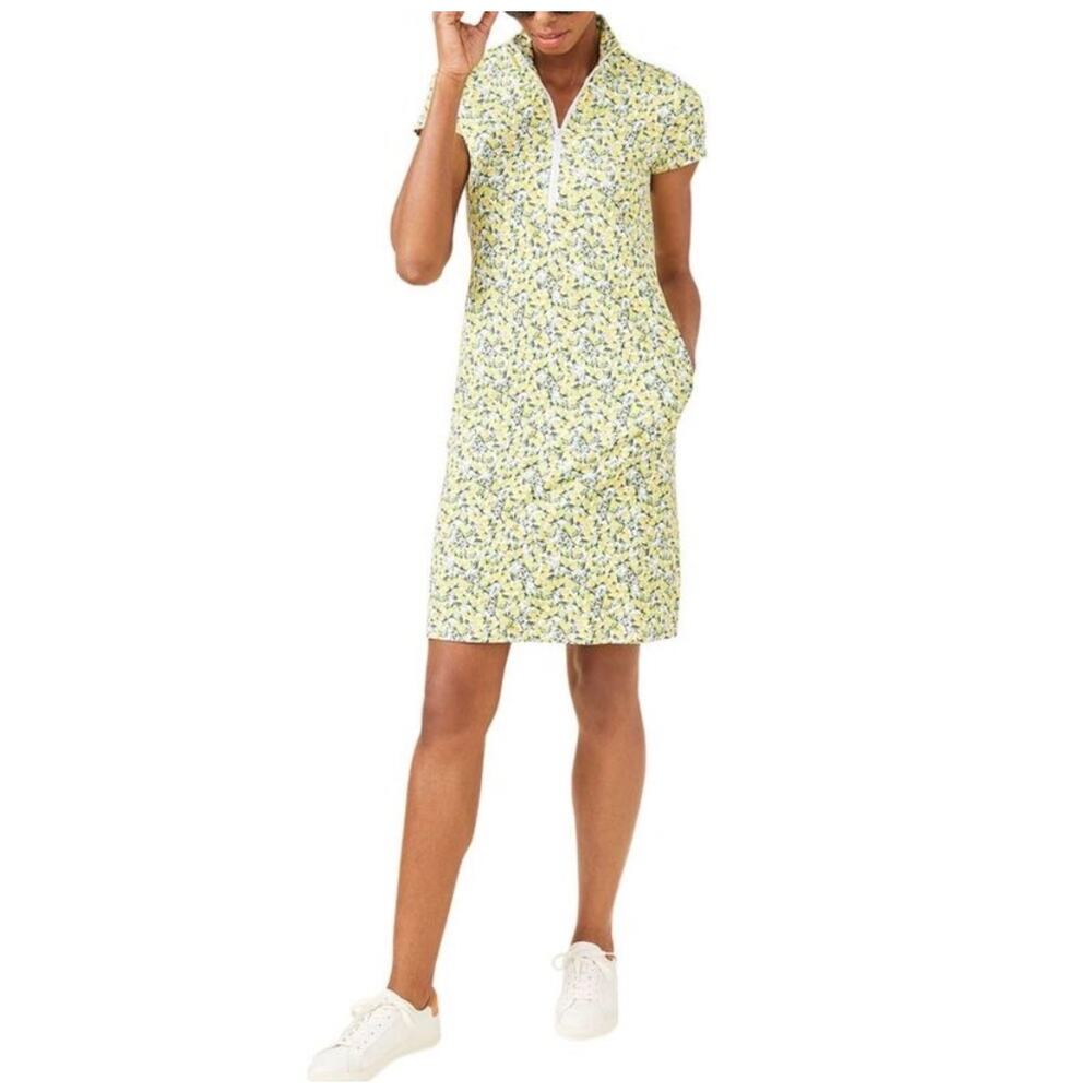 J. McLaughlin Yanna Dress Catalina Cloth Meyer Lemon Print Medium Preppy Sporty
